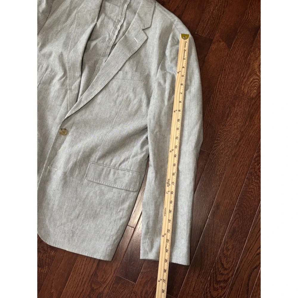 J.Crew Ludlow Blazer 40R Somelos Cotton Linen Grey Striped Sport Coat F0528